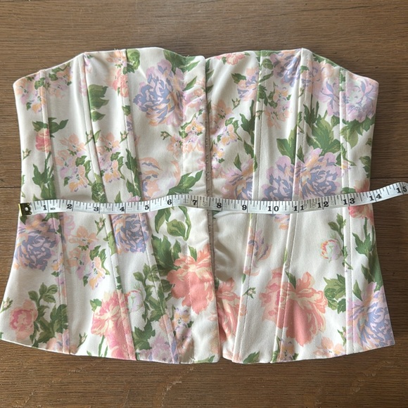 Zara Floral Strapless Top - Pink and Green - Picture 9 of 10